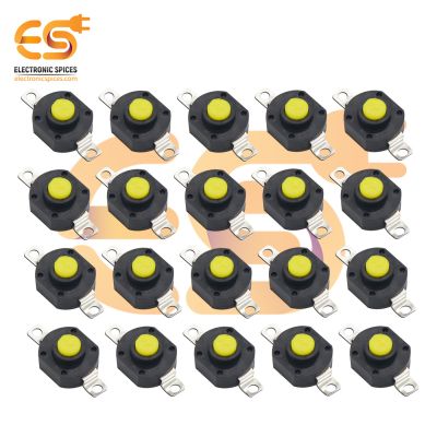 Yellow and black color 1412YD 5mm metal plates 1A 30V SPST self locking tactile switches pack of 100pcs