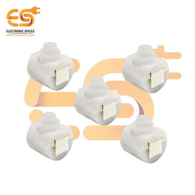 White color 12mm length round shape 1A 30V SPST self locking tactile switch pack of 5pcs
