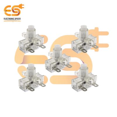KY105C transparent 6mm metal plate 10A 250V SPST self locking tactile switch pack of 5pcs