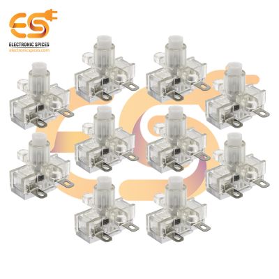 KY105C transparent 6mm metal plates 10A 250V SPST self locking tactile switch pack of 20pcs