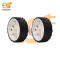 110mm x 40mm Hard plastic build rubber cover white color 6mm rod compatible robotic car wheel pack of 2pcs