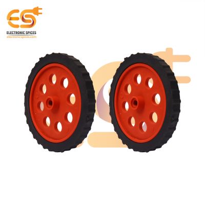 75mm x 8mm Hard plastic build rubber cover red color BO motor compatible DIY project wheel pack of 4pcs