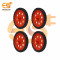 75mm x 8mm Hard plastic build rubber cover red color BO motor compatible DIY project wheels pack of 10pcs