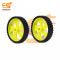 45mm x 11mm Hard plastic build rubber cover yellow color BO motor compatible toy car wheel pack of 4pcs