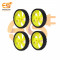 45mm x 11mm Hard plastic build rubber cover yellow color BO motor compatible toy car wheels pack of 10pcs