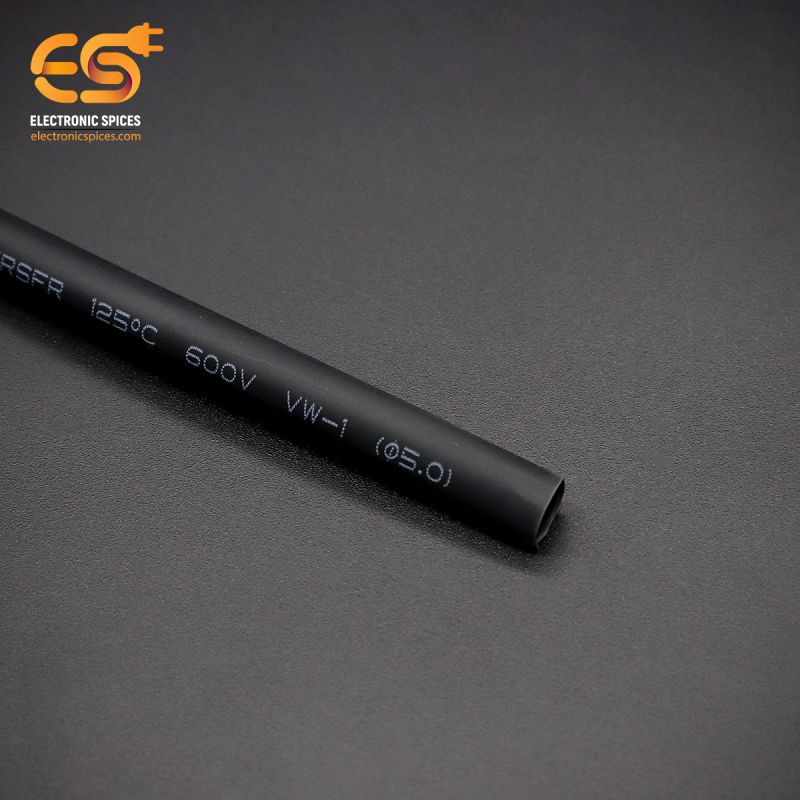 5mm Black color polyolefin heat shrink tube pack of 5 meter