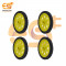 75mm x 8mm Hard plastic build rubber cover yellow color BO motor compatible DIY project wheels pack of 10pcs