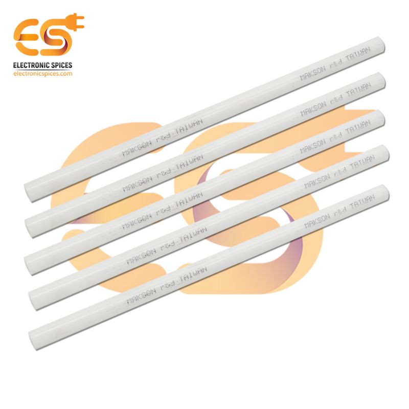 11mm diameter 9.5 inch (245mm) long White color Cylindrical hot glue gun stick pack of 5 sticks