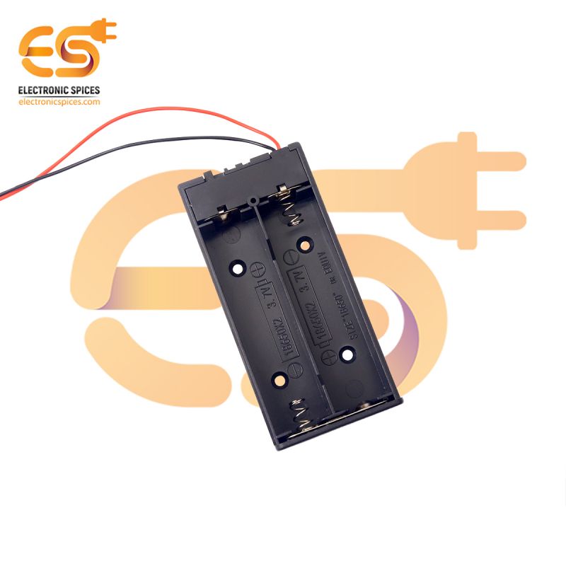 18650 3.7V 2 battery holder hard plastic slide open cover case with on-off switch and wire pack of 10 (3.7V x 2 battery = 7.4Volt)