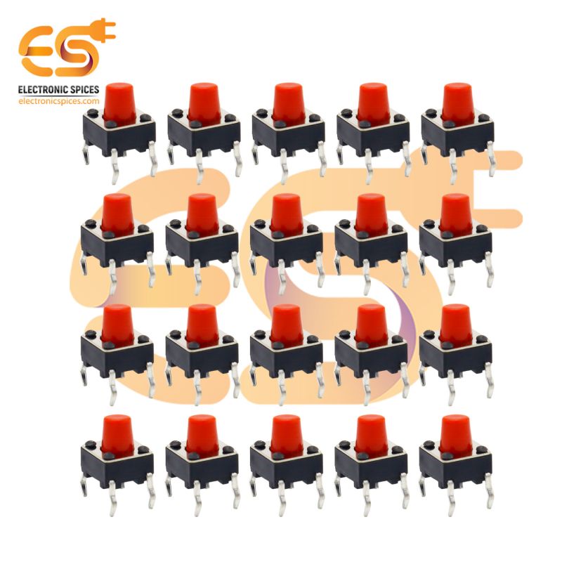 6 x 6 x 6mm Red color tactile momentary push buttons switches pack of 1000pcs