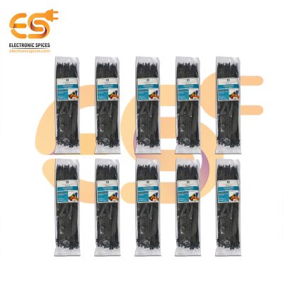 3.6mm x 300mm Black color Multi-purpose Self locking Nylon 66 industrial grade cable ties pack of 1000pcs