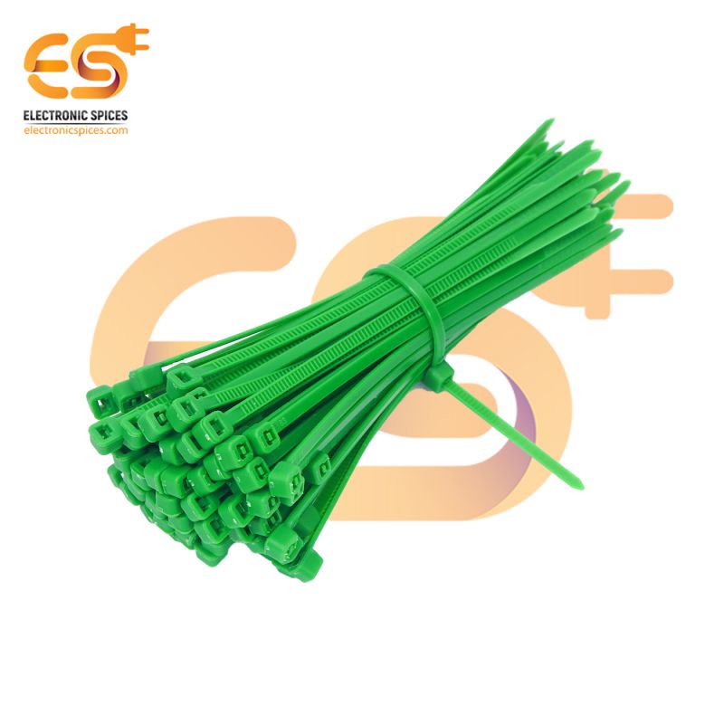 2.5mm x 100mm Green color Multi-purpose Self locking Nylon 66 Industrial grade cable tie pack of 100pcs