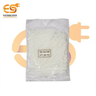 2mm x 100mm White color Multi-purpose Self locking industrial grade cable ties pack of 1000pcs