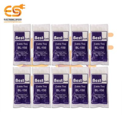 3.5mm x 150mm White color Multi-purpose Self locking industrial grade cable ties pack of 1000pcs