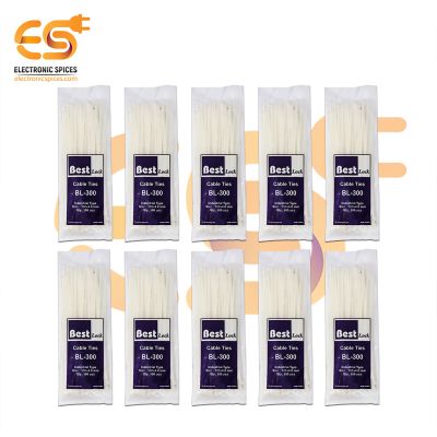 4.8mm x 300mm White color Multi-purpose Self locking industrial grade cable ties pack of 1000pcs