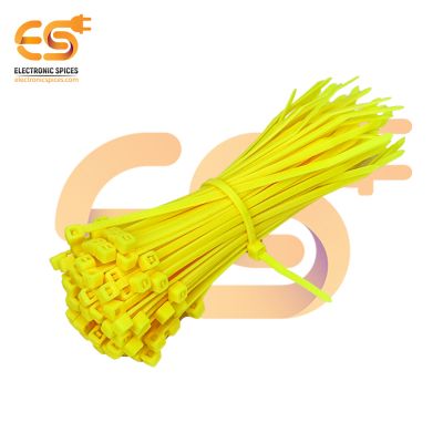 2.5mm x 100mm Yellow color Multi-purpose Self locking Nylon 66 industrial grade cable tie pack of 100pcs