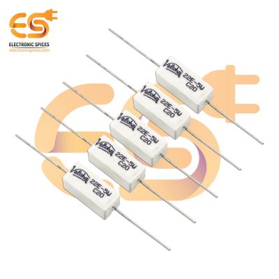 22 ohm ( Ω ) 5 watt Fusible ceramic cement power resistor pack of 5pcs