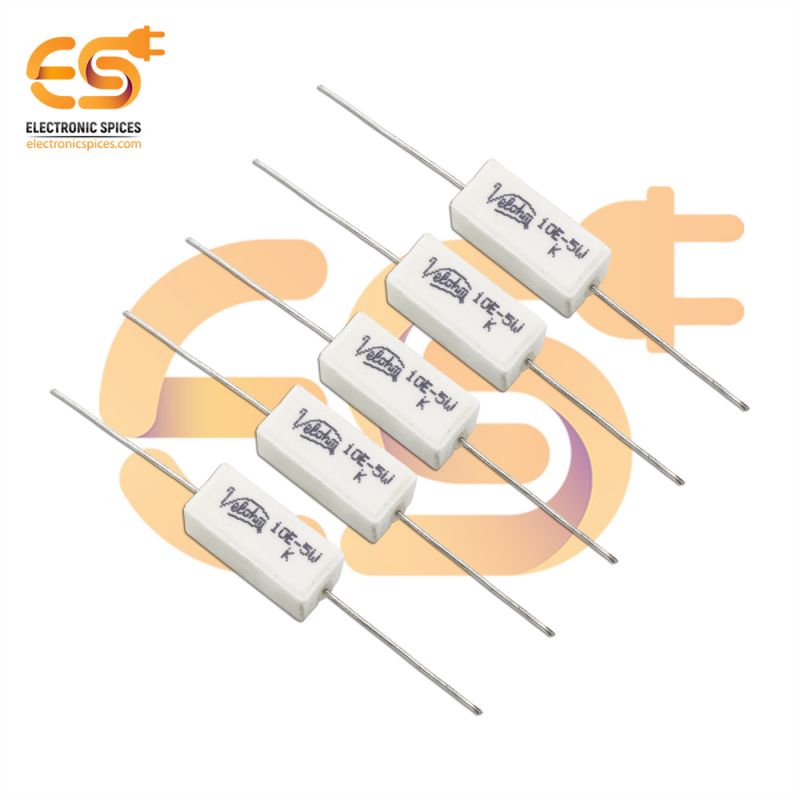Buy 10 ohm ( Ω ) 5 watt Fusible ceramic cement power resistor pack of 5pcs