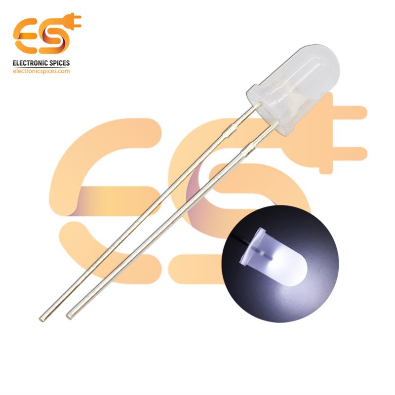 5mm White color LEDs round shape pack of 100 (White in White)