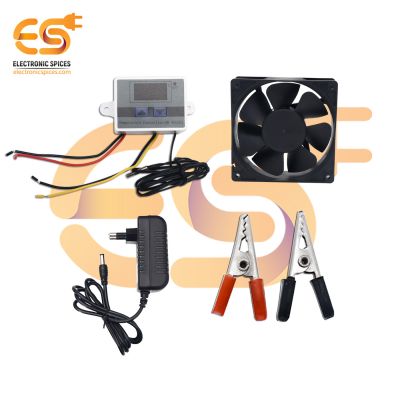 Combo of Temperature Controller with Probe | 12V 1A Adapter | Cooling Fan | Alligator Clips