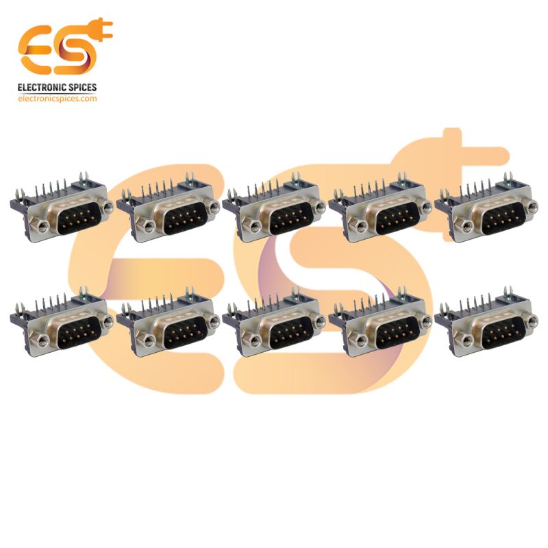 DE-9 9 pin Right angle panel mount D-sub miniature male connectors pack of 10pcs