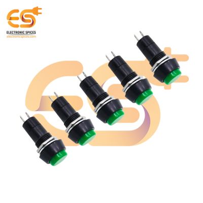 SPST On and Off self lock momentary push button Green color pack of 5pcs