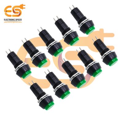 SPST On and Off self lock momentary push button Green color pack of 10pcs