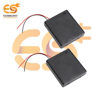 AA 4 cell battery holder hard plastic cover case with on-off switch and wire pack of 10 (4 x 1.5V = 6Volt)