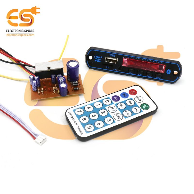 Combo of 6283 IC Stereo Circuit Board and Bluetooth FM Audio Player Decoder with Remote Kit for DIY Amplifier