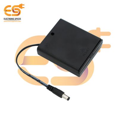 AA 4 cell battery holder hard plastic cover case with on-off switch and 3.5mm pin pack of 1 (4 x 1.5V = 6Volt)