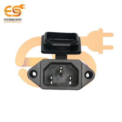 C14 10A 250V panel mount 3 pin male inlet module power supply socket with cover pack of 1pcs