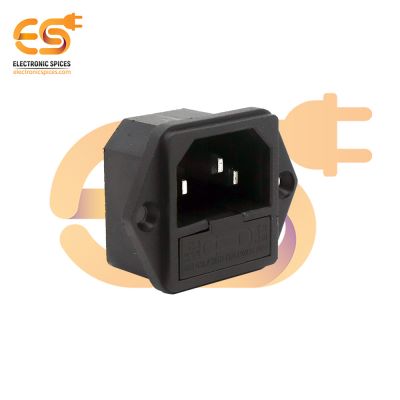 C14 10A 250V panel mount 3 pin male inlet module power supply socket with fuse slot pack of 1pcs