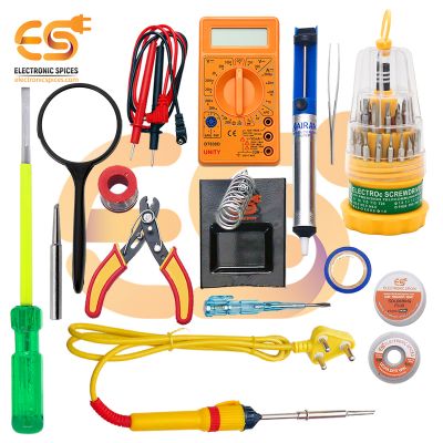 15 in 1 combo of 25 watt soldering iron starter kit for project work