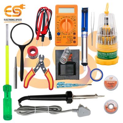 15 in 1 combo of 60 watt soldering iron starter kit for project work