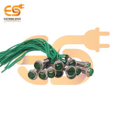 220V 6mm Green LED Indicator lights Metal Pilot Dash Lights Waterproof and Dustproof pack of 50pcs