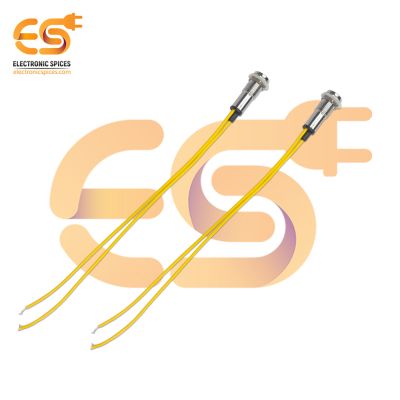 220V 6mm Yellow LED Indicator light Metal Pilot Dash Light Waterproof and Dustproof pack of 2pcs
