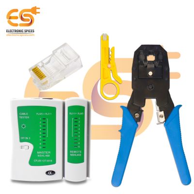Combo of Crimping Tool with Modular Connectors | 25 Cable Connector | NSHL468 LAN Cable Tester