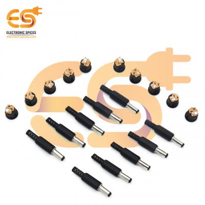 5.5mm Male plug and Female jack 3 pin PCB Panel mount DC power connectors pack of 100 pair