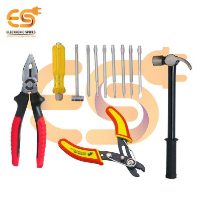 Combo of 8 Inch  Plier | 9-in-1 Screwdriver | Wire Cutter & Claw Hammer
