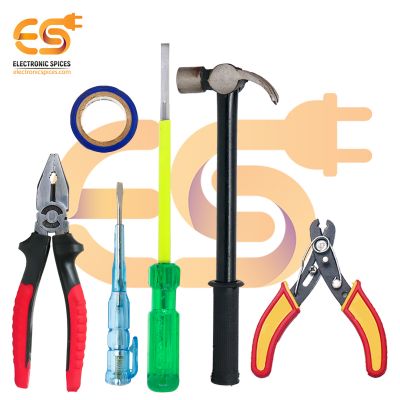 Combo of 6-in-1 Tool Kit – Plier | Screwdriver | Tester | Wire Cutter | Hammer & Tape