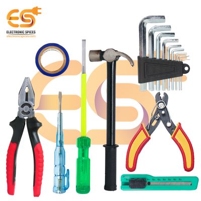 Combo of 8-in-1 Tool Kit – Plier | Screwdriver | Tester | Wire Cutter | Hammer & More