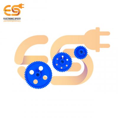 Combo of 3 Blue plastic gear wheel for DC motor DIY model toys 50 Tooth, 36 Tooth, 26 Tooth