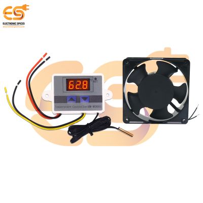 Combo of HW-W3001 Temperature Controller with Probe & 220V 4.75 inch  AC Cooling Fan