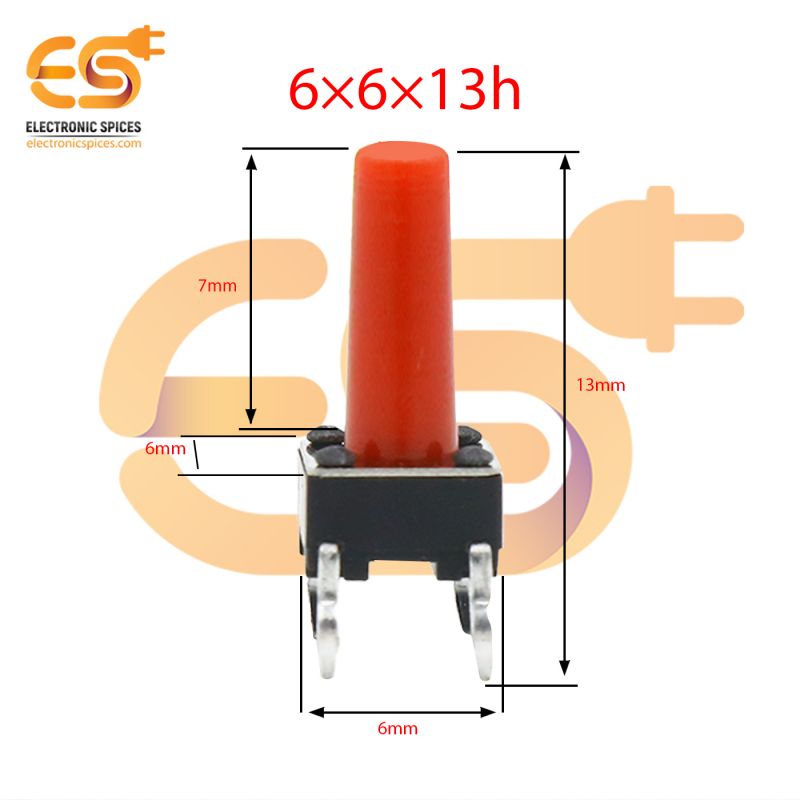 6 x 6 x 13mm Red color tactile momentary push button switches pack of 200pcs