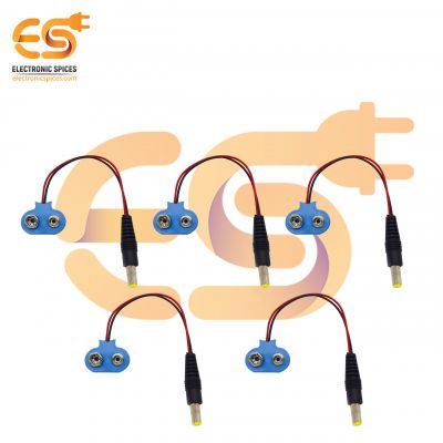 9V battery clip connector with 3.5mm pin jack pack of 5pcs
