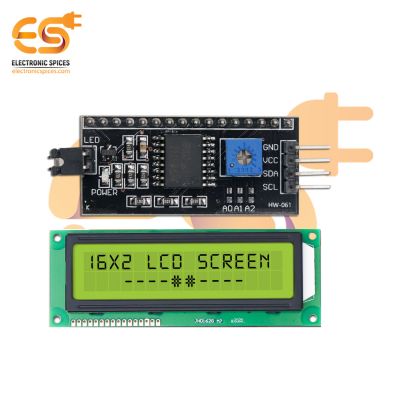 Combo of 16x2 Jumbo LCD Display (Yellow-Green) with I2C Interface Module