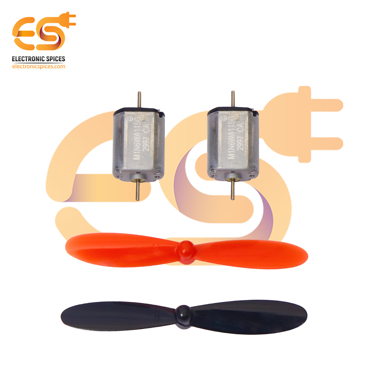 Buy Combo of Two 10x12x20 mm 25000rpm DC Mini Dual shaft drone motor with two 55mm Propeller (1