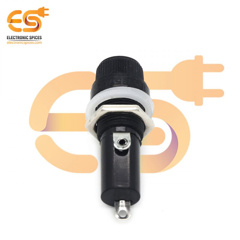 10A 250V AC 6mm x 30mm Black Electrical panel mounted screw cap cartridge fuse holders pack of 10pcs