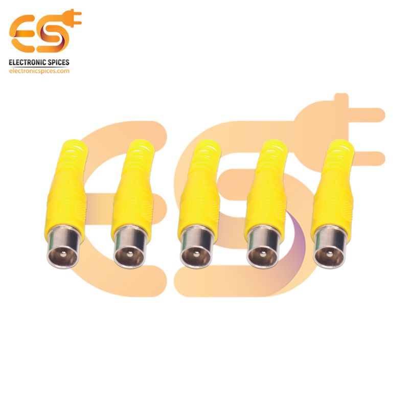 Buy Yellow color RCA Male plug solder audio connector pack of 5pcs