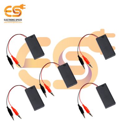 AA 2 cell battery holder hard plastic cover case with on-off switch and alligator clip pack of 10 (2 x 1.5V = 3Volt)